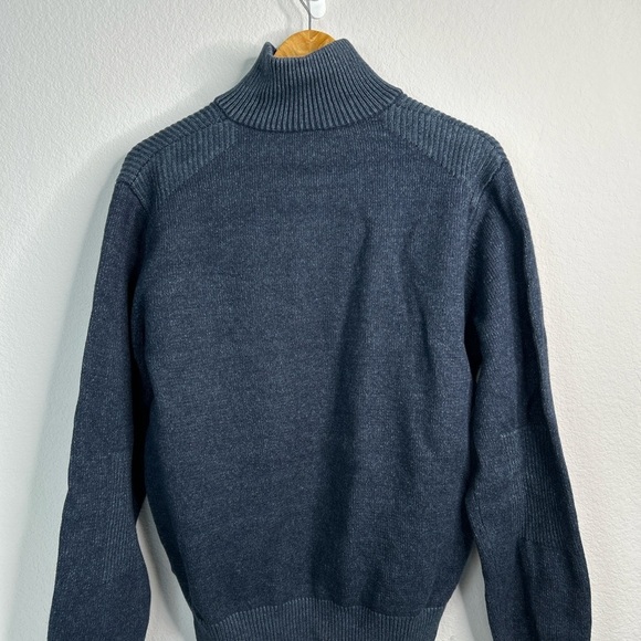 Gap Men’s 1/4 Zip Blue Wool Blend Cardigan Sweater Size L Preppy Classic - Picture 2 of 10